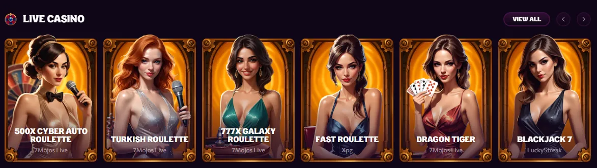 Chanze Casino live casino sectie
